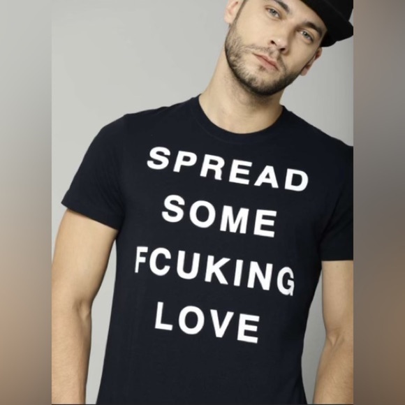 NWOT RED FRENCH CONNECTION SPREAD SOME FCUKING LOVE TSHIRT Sz.L. NEVER WORN. - Picture 1 of 5